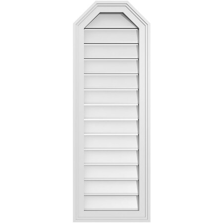 Ekena Millwork Octagonal Top Surface Mount PVC Gable Vent w/ 2"W x 1-1/2"P Brickmould Frame, 14"W x 40"H GVPOT14X4002SF
